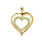 Modern Estate 10K Yellow Gold Diamond Emerald 0.50CT Open Heart 30MM Pendant 