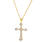 Classic 10K Yellow Gold Diamond Cross Pendant 21"14K Chain Necklace