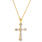 Classic 10K Yellow Gold Diamond Cross Pendant 21"14K Chain Necklace