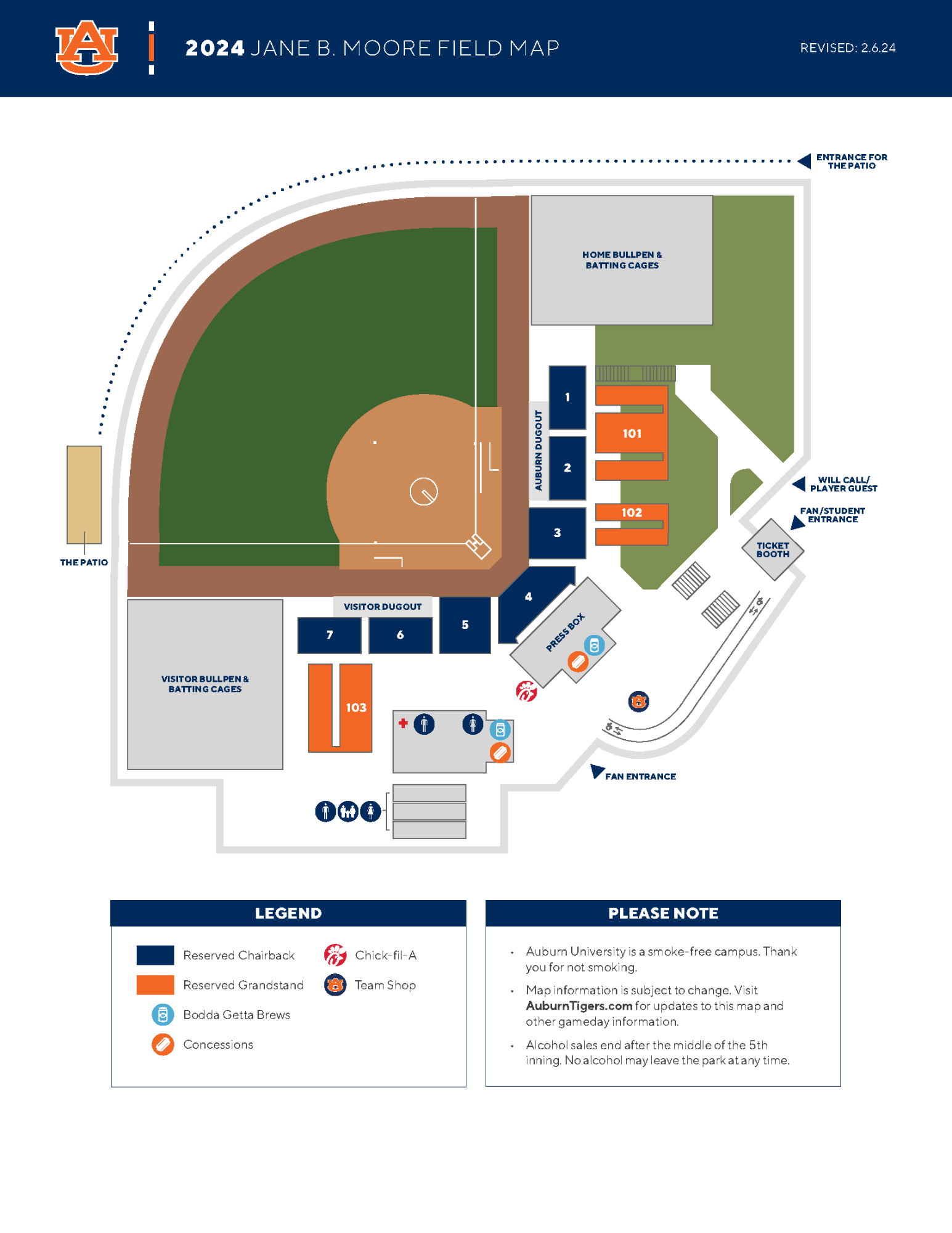 Softball: Stadium Map (2-6-24)