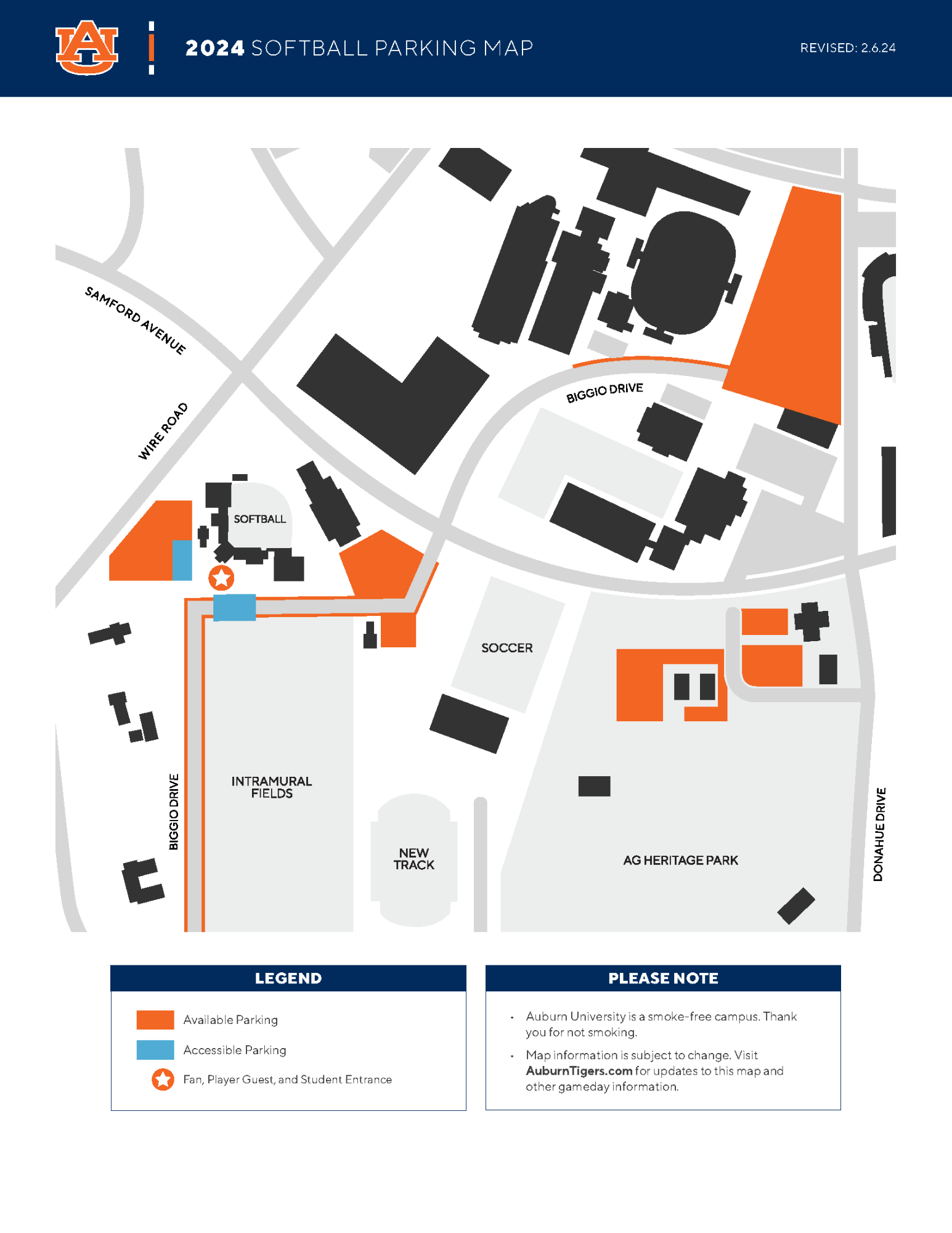 Softball: Parking Map (2-6-24)