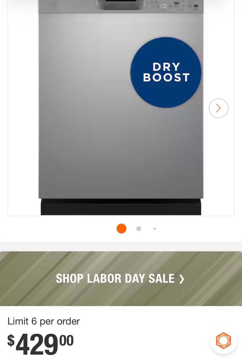 24 in. Built-In Tall Tub Front Control Stainless Steel Dishwasher w/Sanitize, Dry Boost, 52 dBA - Image 1