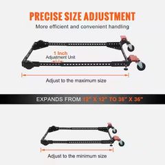 Mobile Base, 500 lbs. Weight Capacity, Adjustable from 12 x 12 in. to 36 x 36 in. Heavy Duty Universal Mobile Stand - Image 3