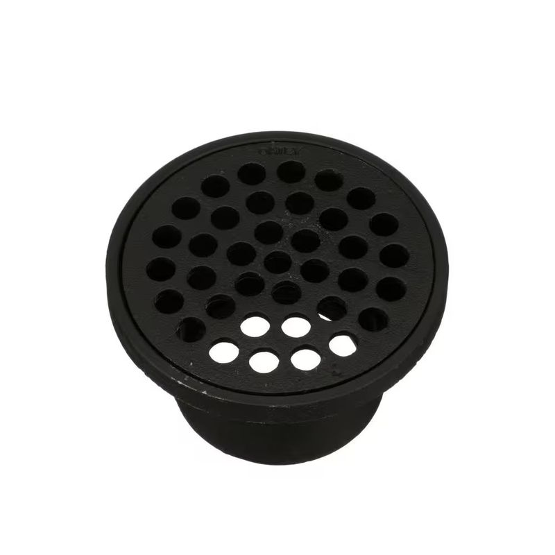 2 in. Round Black Cast Iron Floor Drain - Image 1