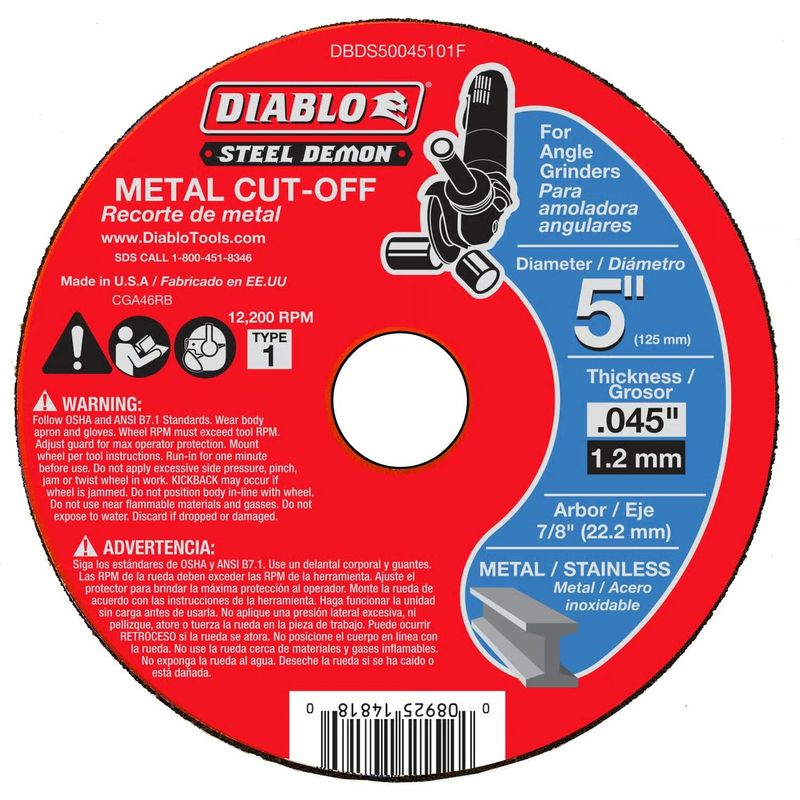 5 in. D X 7/8 in. Steel Metal Cut-Off Disc - Image 1