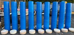6 - 21 Gal Plastic Barrels w/ lids & lid rings - Image 1
