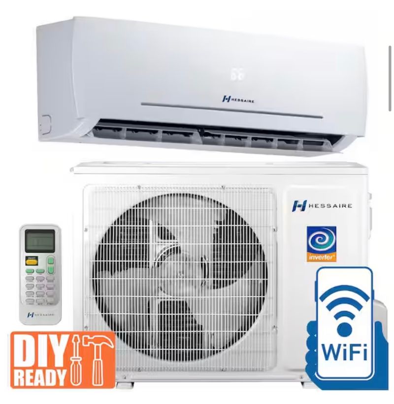DIY 22 SEER2 12,000 BTU Wi-Fi 1-Ton Ductless Mini Split Air Conditioner and Heat Pump Variable Speed Inverter-115-Volt - Image 1