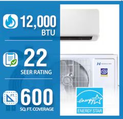 DIY 22 SEER2 12,000 BTU Wi-Fi 1-Ton Ductless Mini Split Air Conditioner and Heat Pump Variable Speed Inverter-115-Volt - Image 3