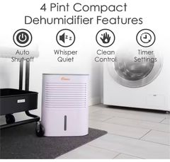 Crane4 Pint Compact Dehumidifier with 2 Settings for Small to Medium Rooms up to 300 sq.ft. - Image 3