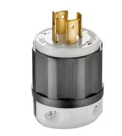 Leviton20 Amp 125/250-Volt Locking Plug, Black and White 2411-CS - Image 1