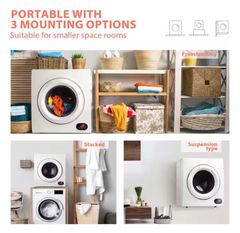 SIMZLIFE MSRP $4103.5 cu. ft. Vented Front Load Stackable Electric Compact Dryer in White with Multiple Drying Modes - Image 4