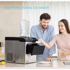 VIVOHOME MSRP $230Electric 2 in 1 48 lbs.Freestanding Ice Maker with Water Dispenser Combo Machine in Silver - Image 2