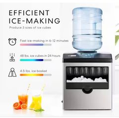 VIVOHOME MSRP $230Electric 2 in 1 48 lbs.Freestanding Ice Maker with Water Dispenser Combo Machine in Silver - Image 3