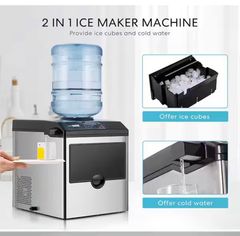 VIVOHOME MSRP $230Electric 2 in 1 48 lbs.Freestanding Ice Maker with Water Dispenser Combo Machine in Silver - Image 4