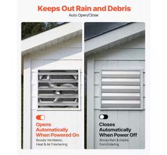 VEVOR24 in. Wall Mount Shutter Exhaust Fan,Auto Louvers,Silver Steel Housing,Low Noise AC Motor,7030 CFM - Image 4