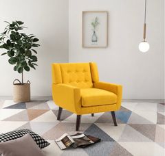  UixeYellow Linen Arm Chair  - Image 3