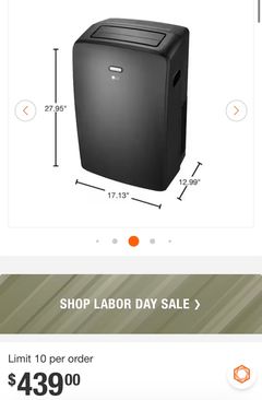 LG8,000 (DOE) BTU 115-Volt Portable Air Conditioner Unit Cools 350 sq. ft. with Dehumidifier and Wi-Fi in Gray - Image 2