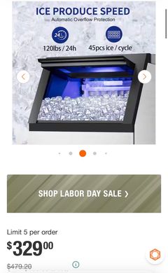  VeliviCommercial Maker 120 lb./24 H Freestanding Ice Maker Machine with 35 lbs. Storage, 2 Water Inlet Modes, Stainless Steel - Image 2