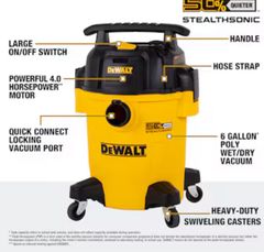 DEWALTDEWALT Stealthsonic Quiet 6-Gallon 4 HP Corded Wet/Dry Shop Vacuum - Image 2