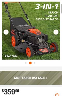 YARDMAX22 in. 201 cc SELECT PACE 6 Speed CVT High Wheel RWD 3-in-1 Gas Walk Behind Self Propelled Lawn Mower - Image 2