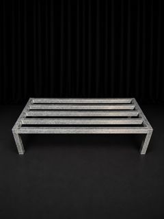 Galvanized Steel Slatted Frame Table - Image 1