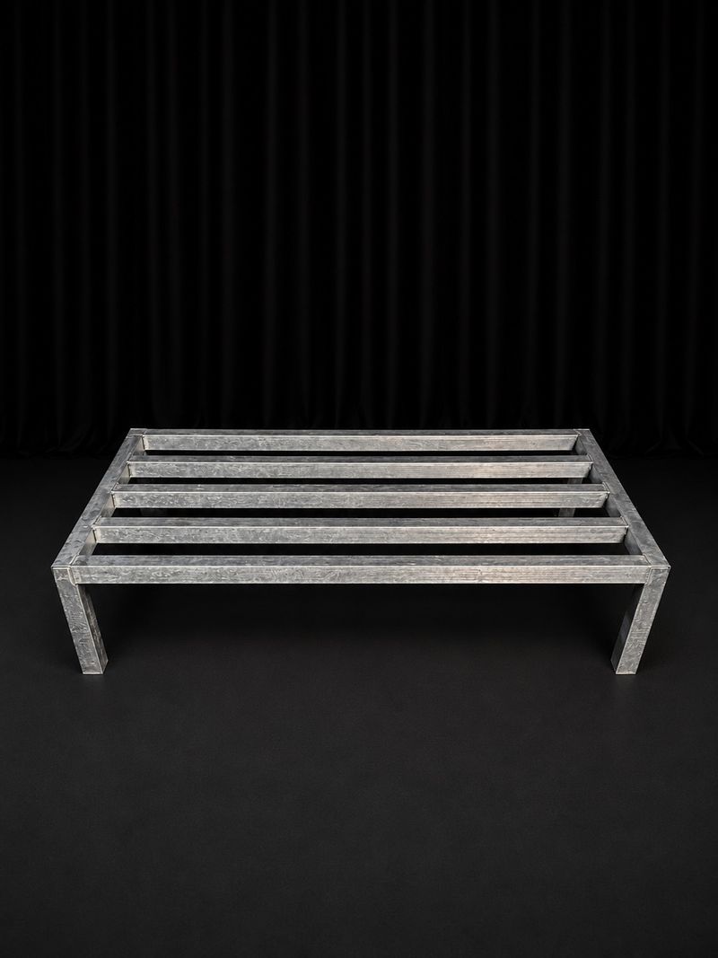 Galvanized Steel Slatted Frame Table - Image 1