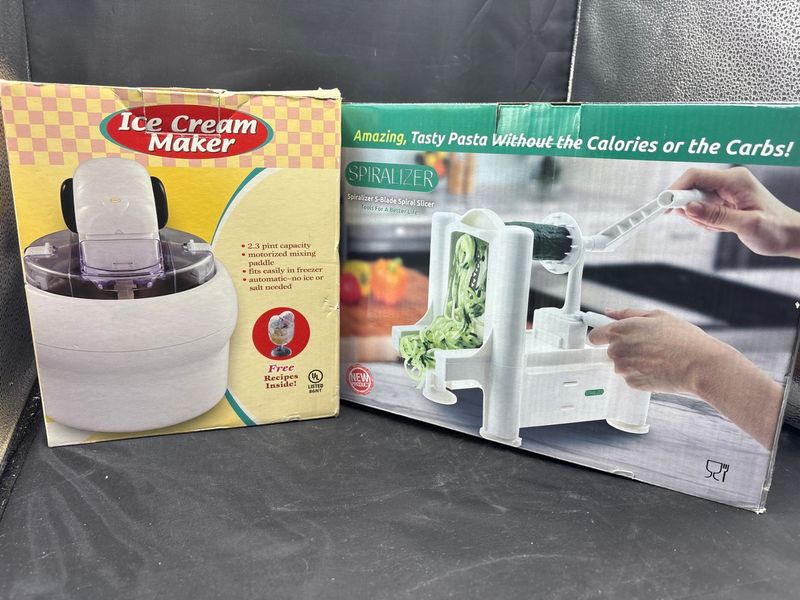 Compact Electric Ice Cream Maker and Spiralizer Five Blade Slicer Set - Image 1