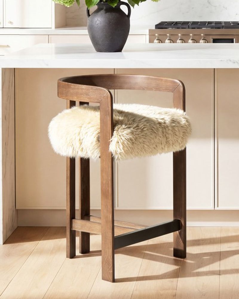 Genuine Fur Counter Stool