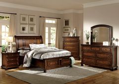  Glory Furniture Louis Phillipe King Storage Bed in Cherry :  Home & Kitchen