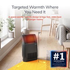 Lasko 1500-Watt 20 in. Black Electric Console Ceramic Space Heater with Tip-Over Switch, Adjustable Louvers, Timer, Remote CC20150 - Image 2