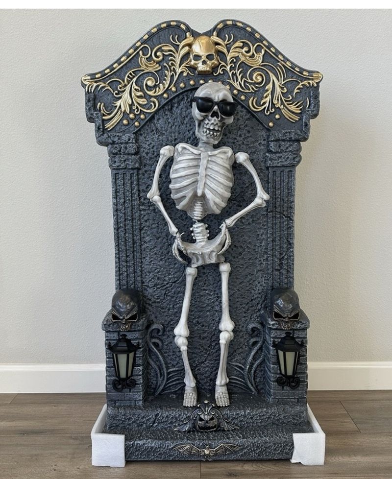 Halloween 3 Ft Animated Skeleton Tombstone With Music & Lights - Image 1