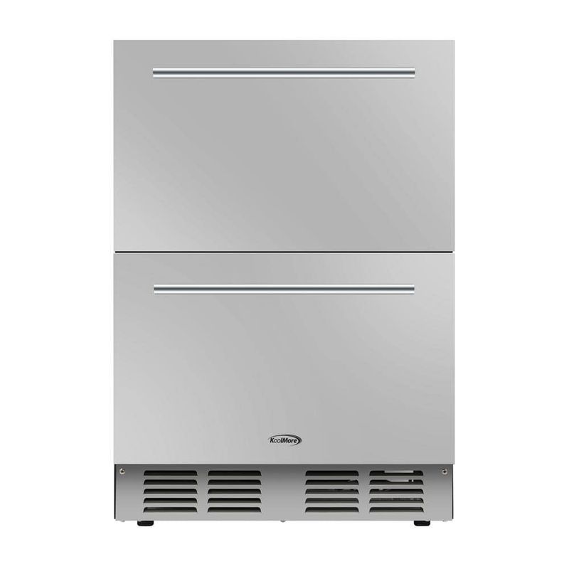 Koolmore 24 in. 4.9 cu. ft. Built-In Outdoor Refrigerator with Double Drawer for Outdoor Home Kitchen in Stainless-Steel KM-OKS-RD2 - Image 1