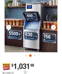 glaciomaker 23.2 in. 630 lbs./24H Full Cube Commercial Freestanding Ice Maker in Stainless Steel with 400 lb. Storage, Self-Cleaning DSS268-1 (2 boxes) - Image 2