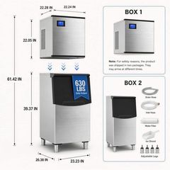 glaciomaker 23.2 in. 630 lbs./24H Full Cube Commercial Freestanding Ice Maker in Stainless Steel with 400 lb. Storage, Self-Cleaning DSS268-1 (2 boxes) - Image 3