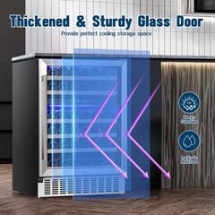 Antarctic Star 23.4 in. Dual Zone 46 Bottles and 156 Cans Freestanding/Built-in Beverage and Wine Cooler in Stainless Steel Silver SWJGW51145B - Image 4