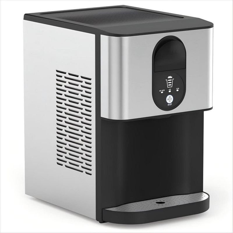 COWSAR 10.63 in. 44 lbs. Countertop or Portable Nugget/Pebble Ice Maker in Stainless Steel Silver Z58HD20DN-SL - Image 1