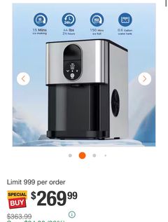 COWSAR 10.63 in. 44 lbs. Countertop or Portable Nugget/Pebble Ice Maker in Stainless Steel Silver Z58HD20DN-SL - Image 2