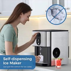 COWSAR 10.63 in. 44 lbs. Countertop or Portable Nugget/Pebble Ice Maker in Stainless Steel Silver Z58HD20DN-SL - Image 3
