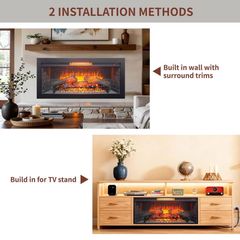 Clihome 42 in. Infrared Electric Fireplace Insert with Removable Trim 3D Flame Heater, Remote Control, Built-In Speakers CL-0456TSE60 - Image 4