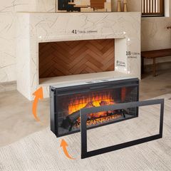 Clihome 42 in. Infrared Electric Fireplace Insert with Removable Trim 3D Flame Heater, Remote Control, Built-In Speakers CL-0456TSE60 - Image 5