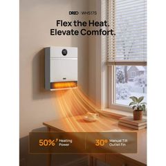 DREO 1500W Smart Wall Mount Ceramic Heater, Furnace, w/Remote 30� Oscillation, Adj Thermostat, Remote, Bedroom, Office, White DR-HSH017S White - Image 4