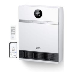 DREO 1500W Smart Wall Mount Ceramic Heater, Furnace, w/Remote 30� Oscillation, Adj Thermostat, Remote, Bedroom, Office, White DR-HSH017S White - Image 5