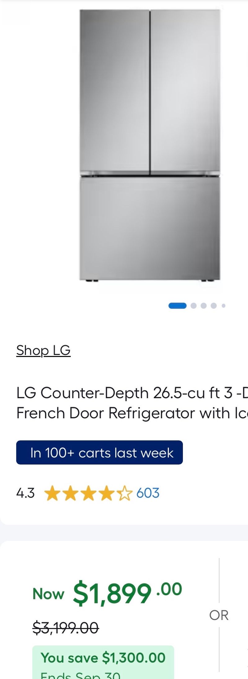 LG Counter-Depth 26.5-cu ft 3 -Door 36-in Wide French Door Refrigerator - Image 1