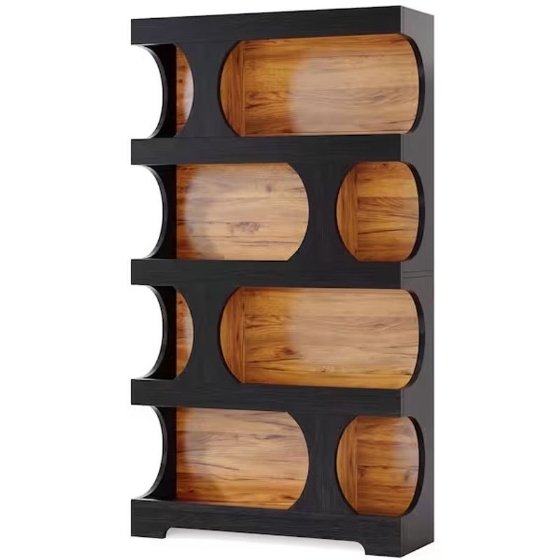 Wood 4-Shelf Standard Bookcase Modern Freestanding Display Shelves
