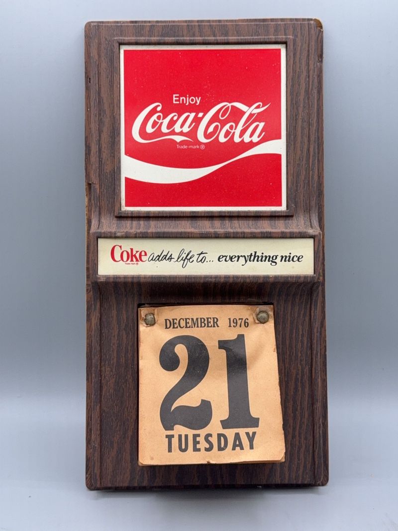 1976 Coca-Cola Wall Calendar Mirro-Products Point of Purchase Sign - Image 1