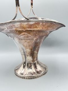 Antique Silver Plate Bride's Basket With Tall Handle - Image 2