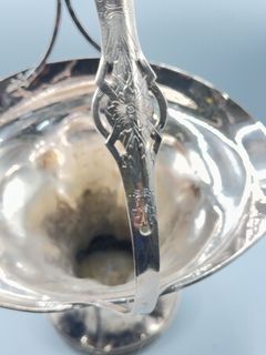 Antique Silver Plate Bride's Basket With Tall Handle - Image 6
