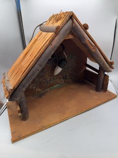 Wooden Nativity Stable With Thatched Roof - Image 1