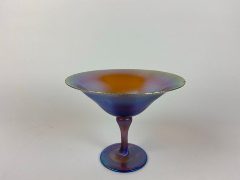 Vintage iridescent art glass compote
