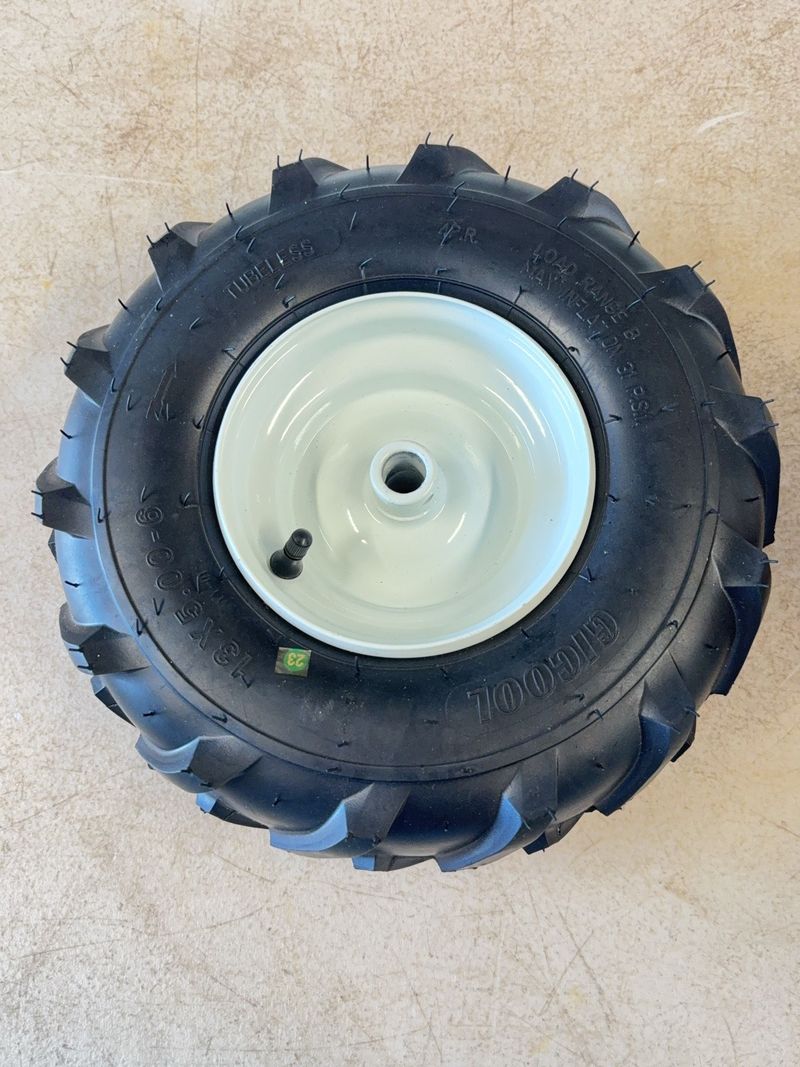 New 13x5.00-6 Tiller Tire with Wheel Assembly - Image 1